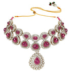 Gold Plated Royal Ruby Kundan Necklace Set