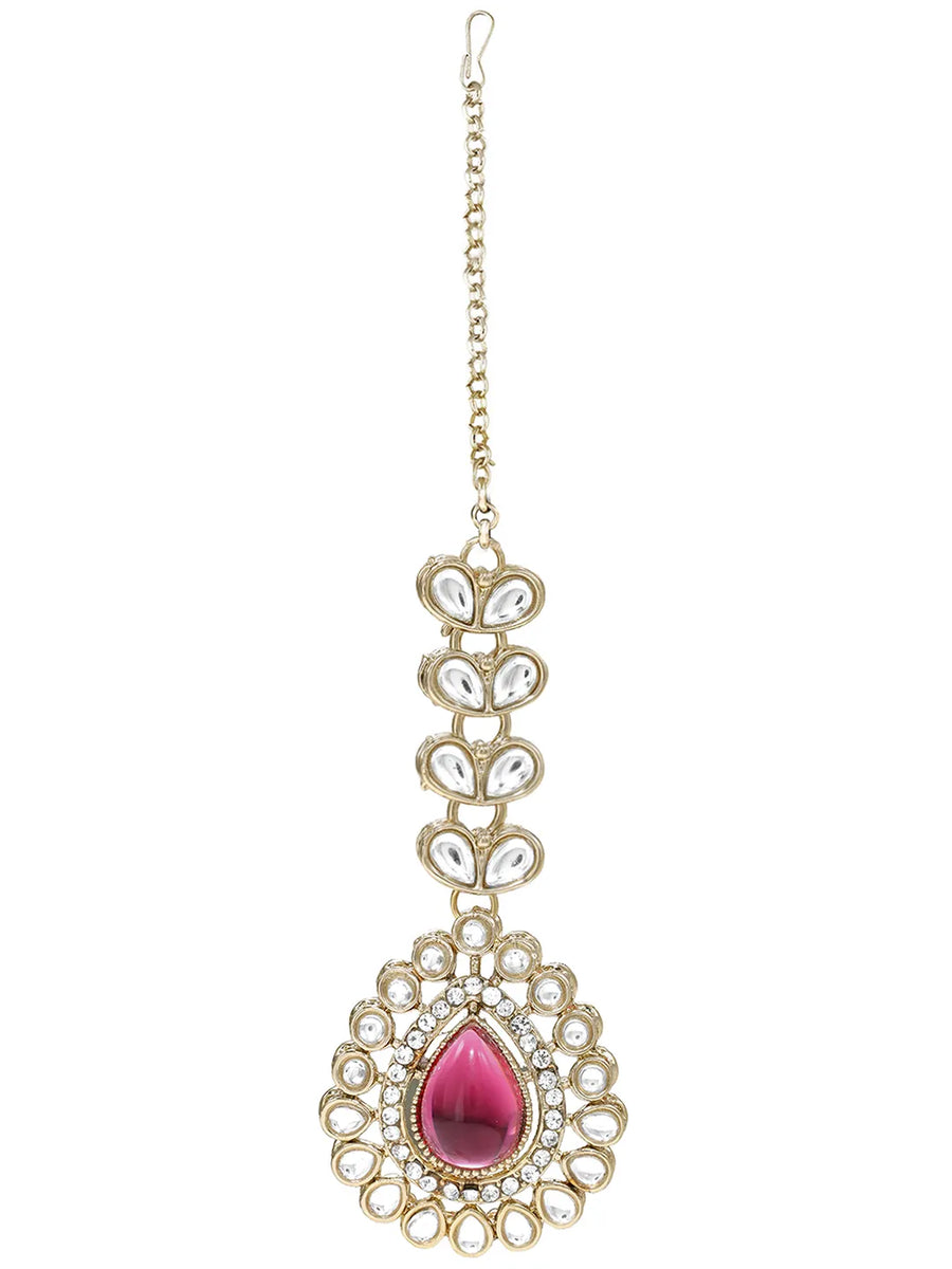 Gold Plated Royal Ruby Kundan Necklace Set