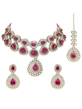 Gold Plated Royal Ruby Kundan Necklace Set