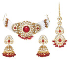 Gold Plated Maroon Pearl Bridal Necklace Set