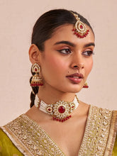 Gold Plated Maroon Pearl Bridal Necklace Set