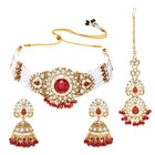 Gold Plated Maroon Pearl Bridal Necklace Set