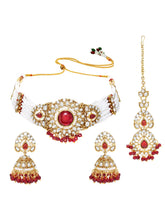 Gold Plated Maroon Pearl Bridal Necklace Set