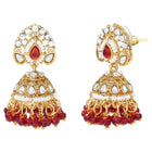 Gold Plated Maroon Pearl Bridal Necklace Set