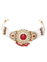 Gold Plated Maroon Pearl Bridal Necklace Set