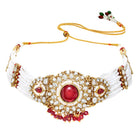 Gold Plated Maroon Pearl Bridal Necklace Set