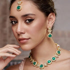 Gold Plated Green Kundan Designer Necklace set