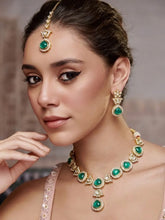 Gold Plated Green Kundan Designer Necklace set