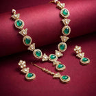Gold Plated Green Kundan Designer Necklace set