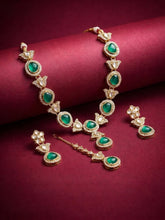 Gold Plated Green Kundan Designer Necklace set