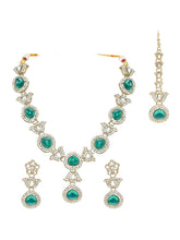 Gold Plated Green Kundan Designer Necklace set