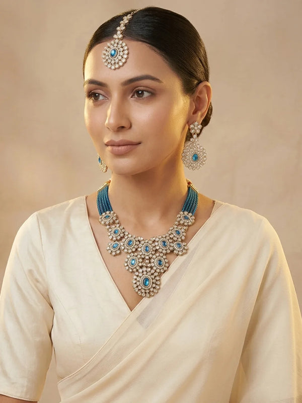 Gold Plated Azure Medallion Necklace Set