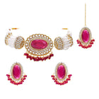 Gold Plated Ruby Pearl Statement Choker set