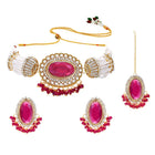 Gold Plated Ruby Pearl Statement Choker set