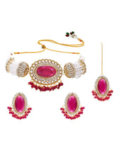 Gold Plated Ruby Pearl Statement Choker set