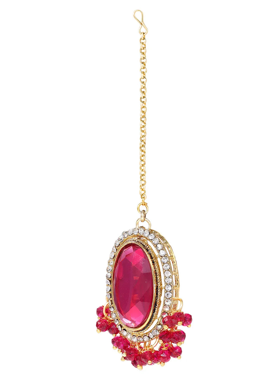 Gold Plated Ruby Pearl Statement Choker set