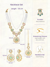 Gold Plated Mint Pink Kundan Necklace Set
