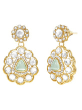 Gold Plated Mint Pink Kundan Necklace Set