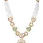 Gold Plated Mint Pink Kundan Necklace Set