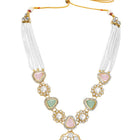 Gold Plated Mint Pink Kundan Necklace Set