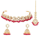 Gold Plated Kundan Pearl Jhumka Necklace Set