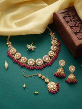 Gold Plated Kundan Pearl Jhumka Necklace Set
