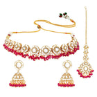 Gold Plated Kundan Pearl Jhumka Necklace Set