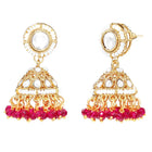 Gold Plated Kundan Pearl Jhumka Necklace Set