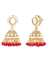 Gold Plated Kundan Pearl Jhumka Necklace Set