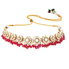 Gold Plated Kundan Pearl Jhumka Necklace Set