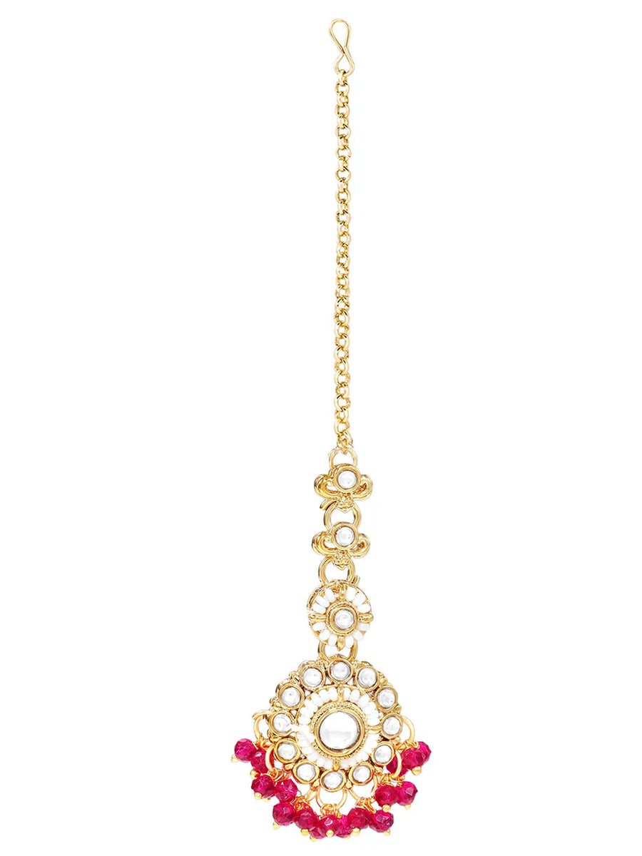 Gold Plated Kundan Pearl Jhumka Necklace Set