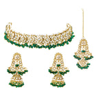 Gold Plated Green Kundan Pearl Necklace Set