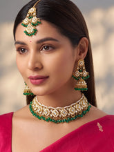 Gold Plated Green Kundan Pearl Necklace Set
