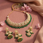 Gold Plated Green Kundan Pearl Necklace Set