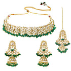 Gold Plated Green Kundan Pearl Necklace Set