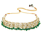 Gold Plated Green Kundan Pearl Necklace Set