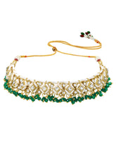 Gold Plated Green Kundan Pearl Necklace Set