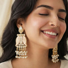 Gold Plated Kundan Dangler Earrings for Women