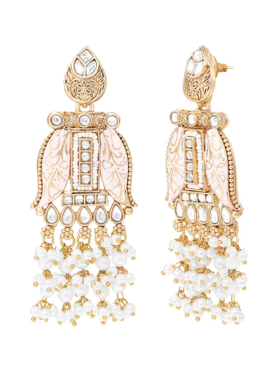 Gold Plated Kundan Dangler Earrings for Women