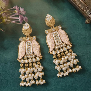 Gold Plated Kundan Dangler Earrings for Women