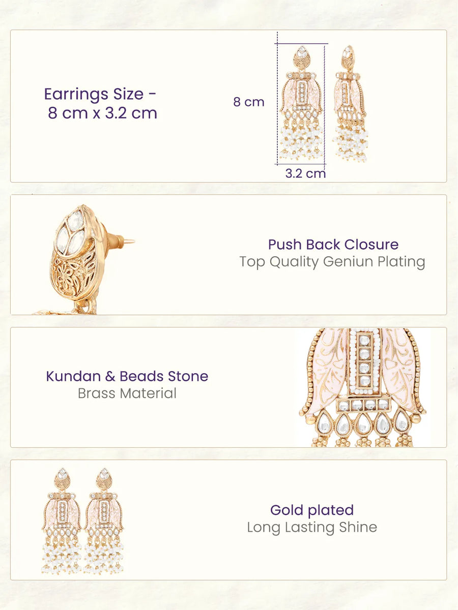 Gold Plated Kundan Dangler Earrings for Women