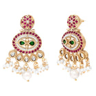 Gold Plated Kundan Pearl Dangle Earrings