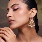 Gold Plated Kundan Pearl Dangle Earrings