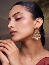 Gold Plated Kundan Pearl Dangle Earrings