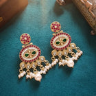 Gold Plated Kundan Pearl Dangle Earrings