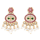 Gold Plated Kundan Pearl Dangle Earrings