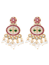 Gold Plated Kundan Pearl Dangle Earrings