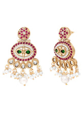 Gold Plated Kundan Pearl Dangle Earrings