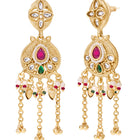 Gold Plated Kundan Pearl Chain Drop Earrings