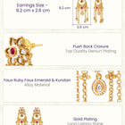 Gold Plated Pink Green Kundan Statement Earrings